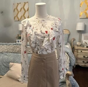 Philosophy Cream Blouse with Artistic Print